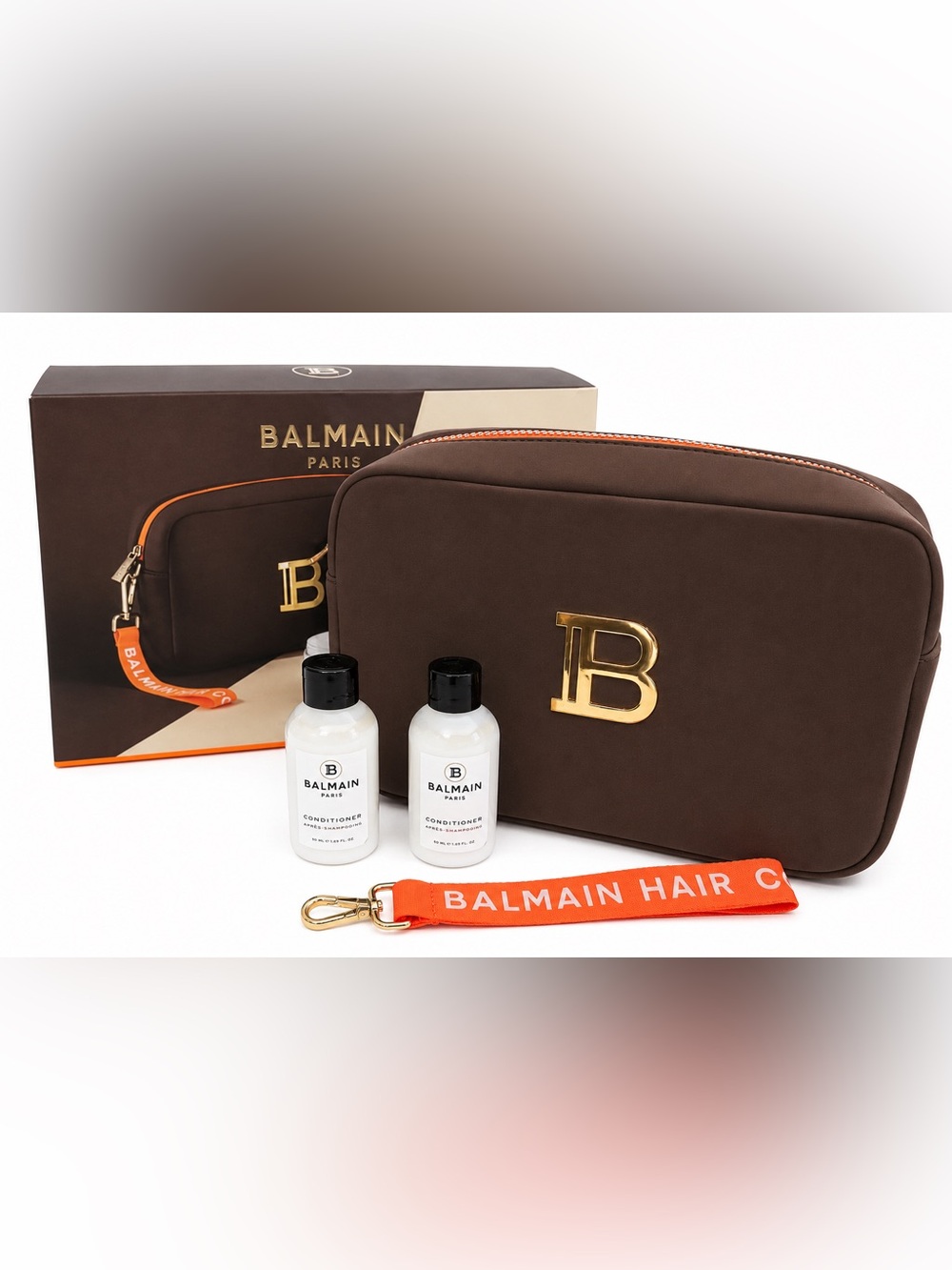 Balmain Paris Hair Couture Limited Edition Backstage Case Gift Set Brown Orange